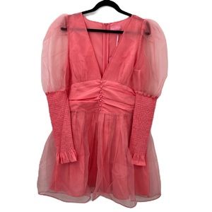 NWT Sugar Thrillz Talk About Forever Organza Mini Dress Sheath Bodycon Barbie